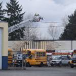 Courtenay Fire Department in action at a scene of a fire on McPhee Avenue. (Brendan Kyle Jure/Comox Valley Record)